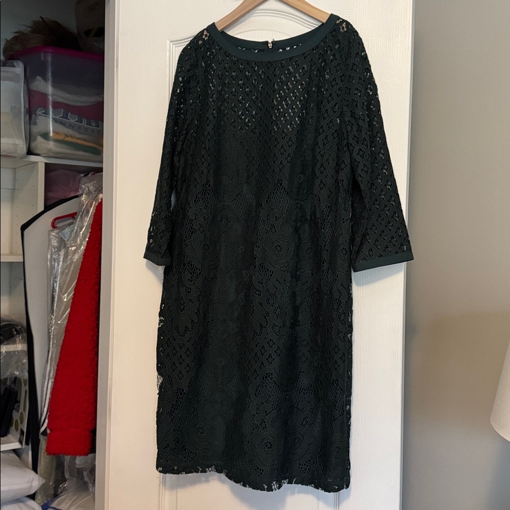 LOFT Dark Green Lace Dress